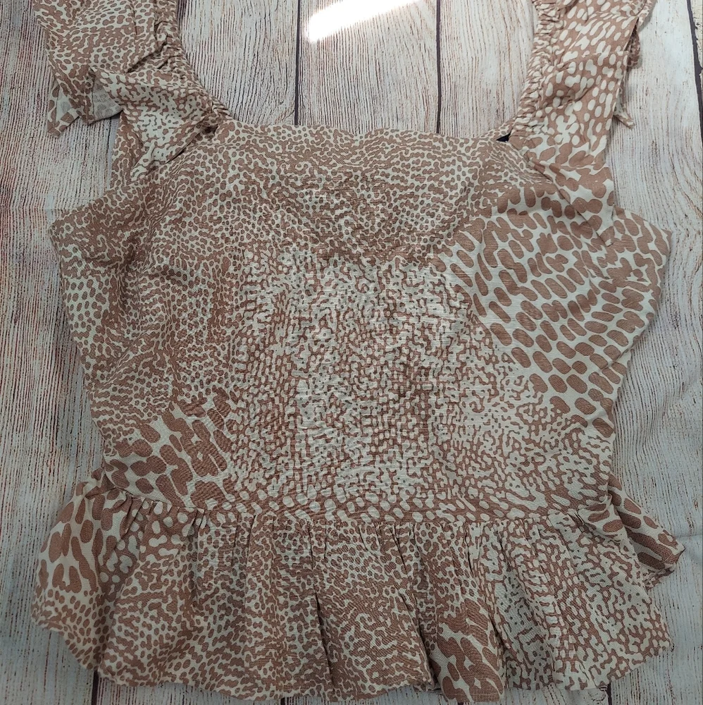 Express Animal Print Cutout Ruffle Sleeve Peplum - Picture 5 of 11